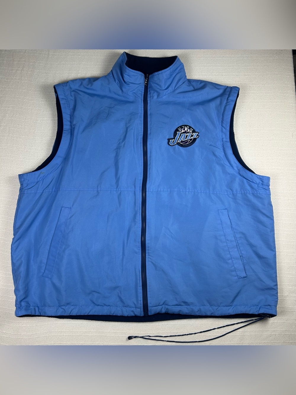 Vintage Utah Jazz Reversible Vest NBA Fleece Windbreaker Men's XXL 2XL Blue